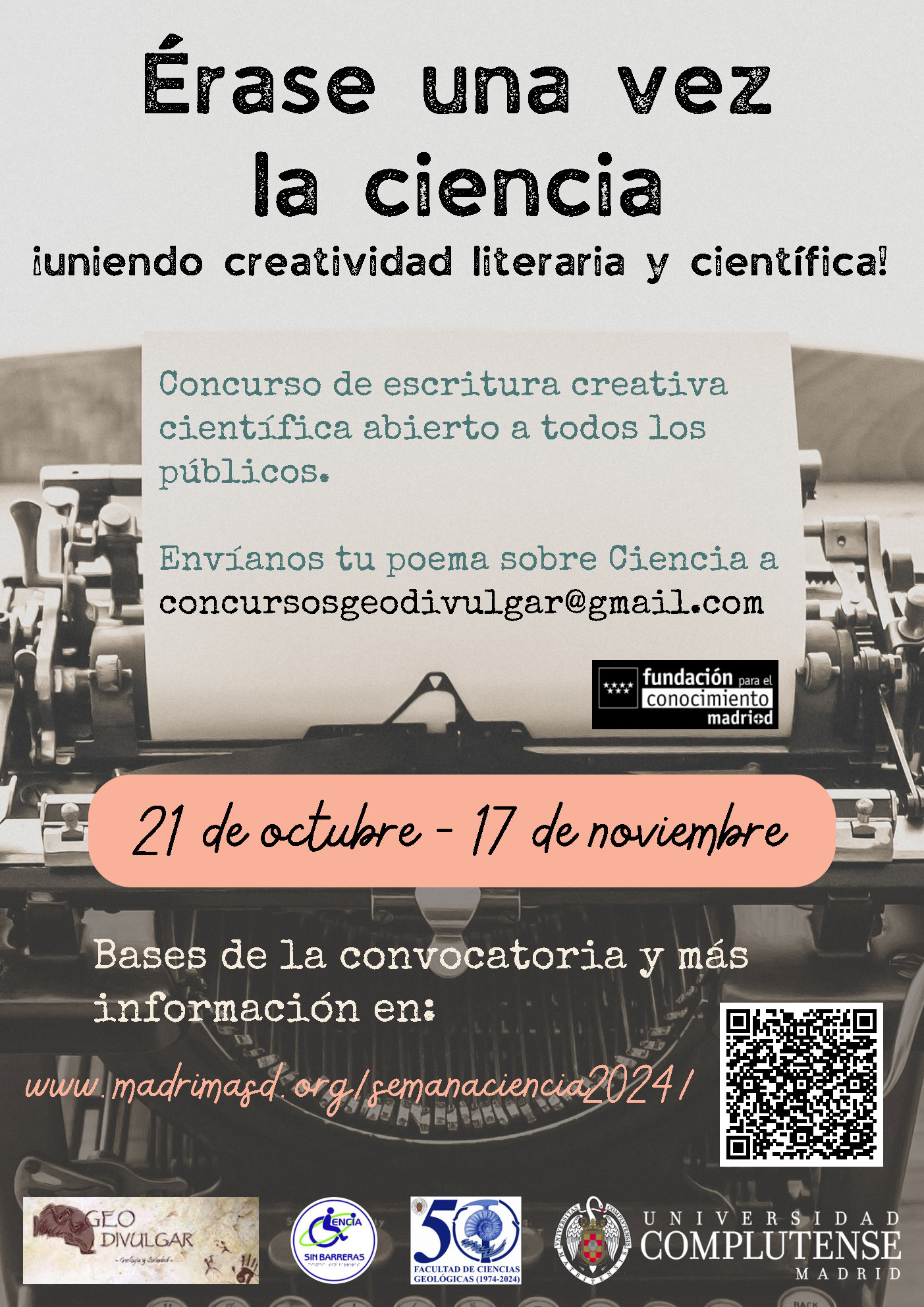 Resolución del Concurso "Érase una vez la ciencia ¡uniendo creatividad literaria y científica!" Semana de la Ciencia y la Innovación 2024